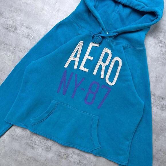 Y2K Aeropostale 00s NY 87 blue hoodie jacket - Picture 7 of 7